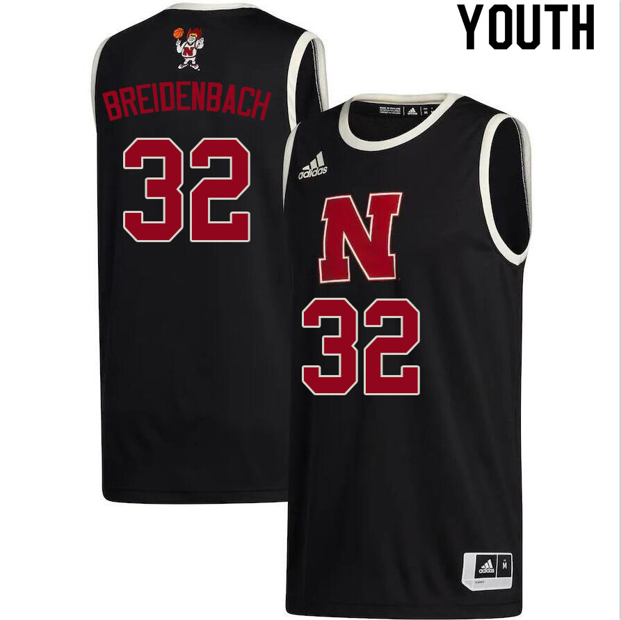 Youth #32 Wilhelm Breidenbach Nebraska Cornhuskers College Basketball Jerseys Sale-Black - Click Image to Close